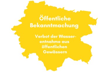 Gelbe Kreissilouette mit der Aufschrift "Öffentliche Bekanntmachung"
