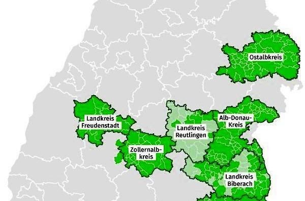 Karte mit Landkreisen