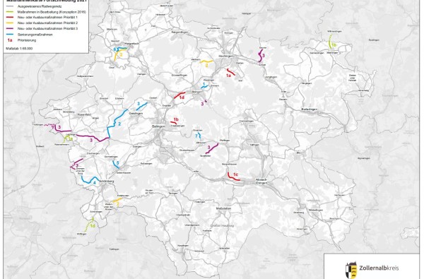 Kommende Radwegemaßnahmen im Zollernalbkreis in Kartenform 
