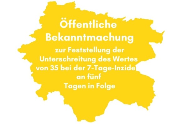 Gelbe Kreissilouette mit der Aufschrift "Öffentliche Bekanntmachung"