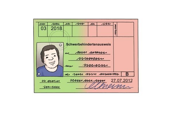 © Lebenshilfe für Menschen mit geistiger Behinderung Bremen e.V., Illustrator Stefan Albers Schwerbehindertenausweis