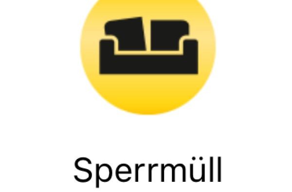 © Landratsamt Zollernalbkreis Ein gelbes Icon mit einem Sofasymbol. Darunter steht Sperrmüll