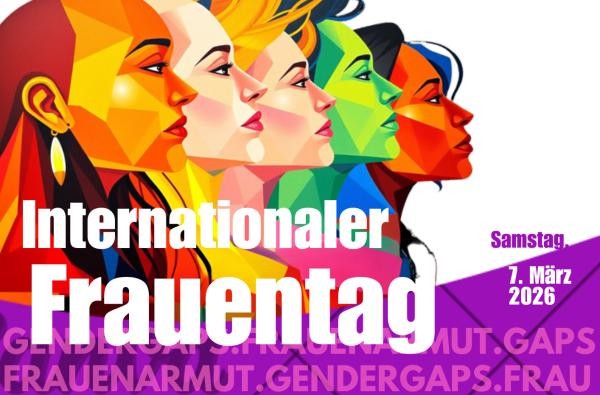 Auf dem Bürgerturmplatz in Albstadt-Ebingen findet die Veranstaltung zum Weltfrauentag 2026 statt. ©Landratsamt Zollernalbkreis Ein Plakat weist auf den Frauentag hin.