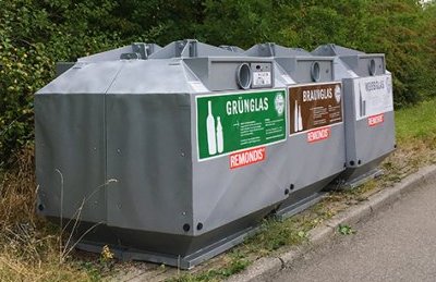 Glascontainer für Grün-, Braun- und Weissglas