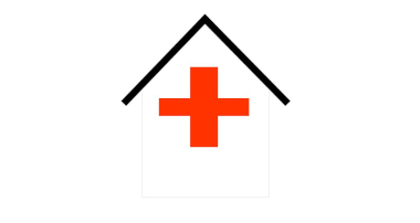 Haus mit rotem Kreuz